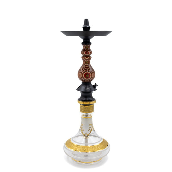 Regal Maroon Clear/Red/Brown Dymondwood Bishop Hookah | Hookah Deals