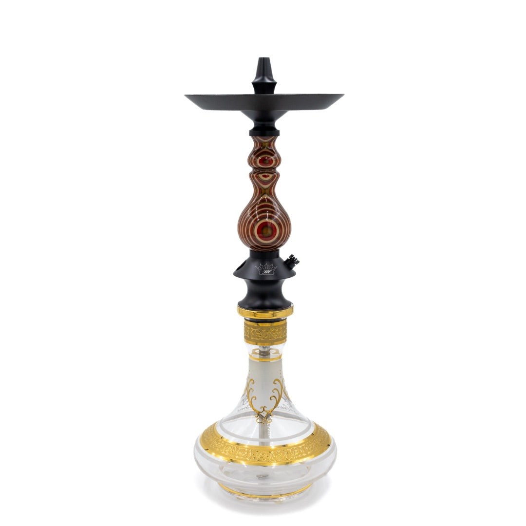Regal Maroon Clear/Red/Brown Dymondwood Bishop Hookah | Hookah Deals